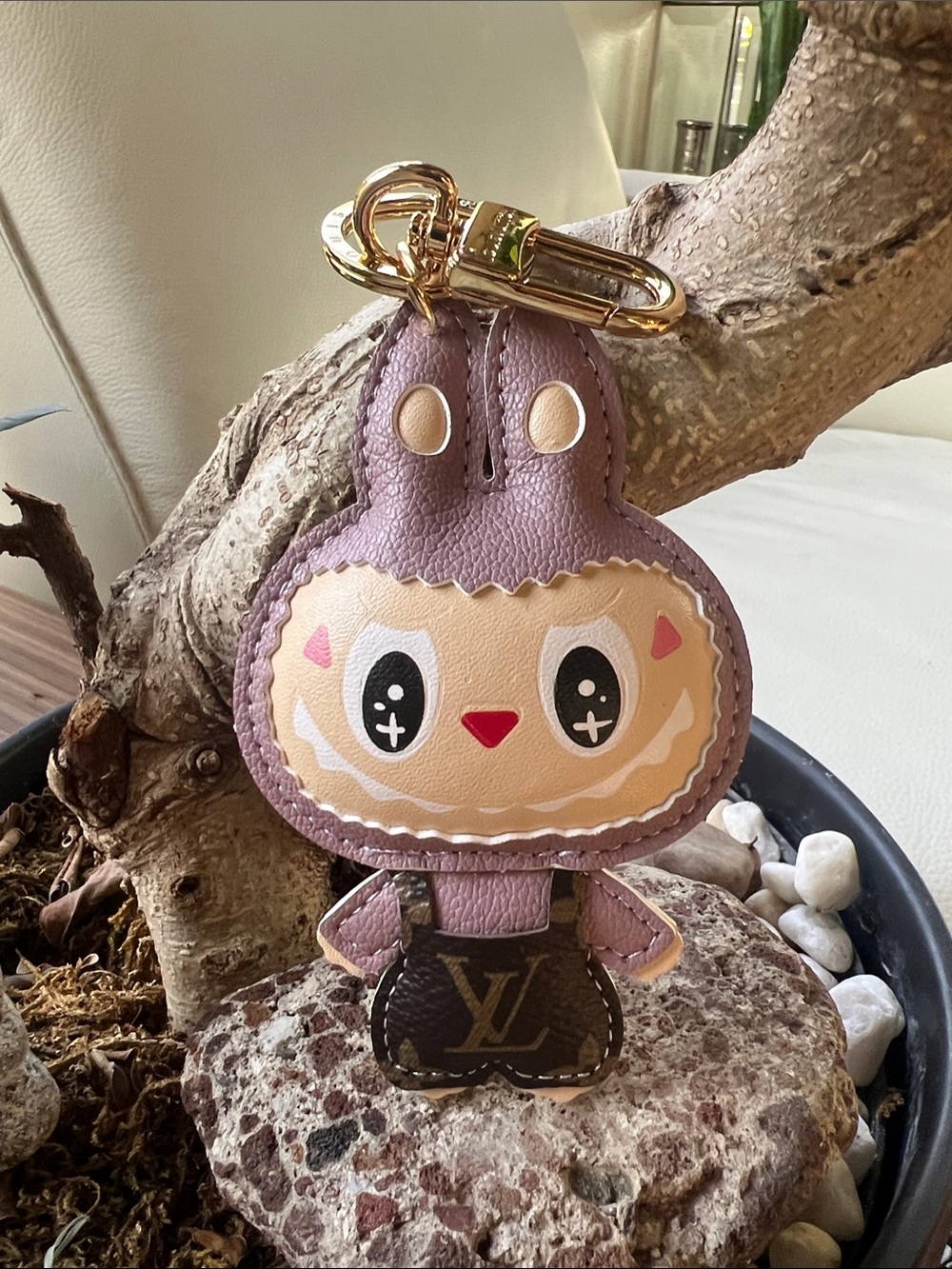 Louis Vuitton Mauve Bunny Character Bag Charm with Gold Hardware